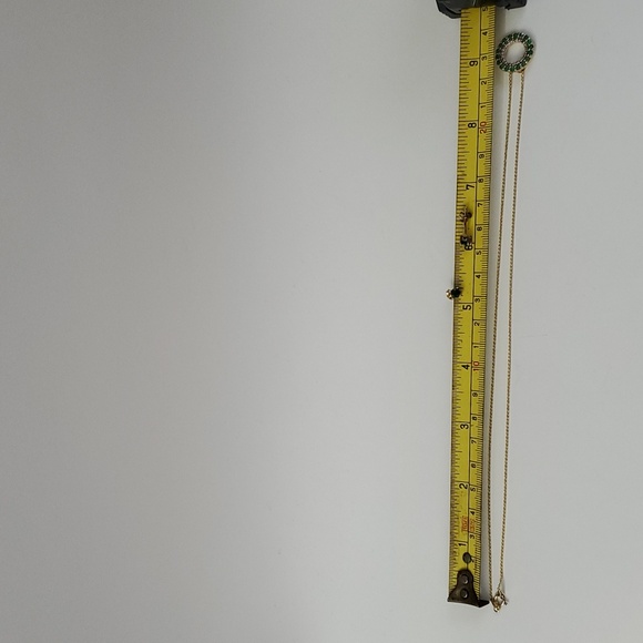 Sterling Silver 925 Gold Genuine Emerald Diamond Cut Necklace and Earrings - Picture 8 of 12